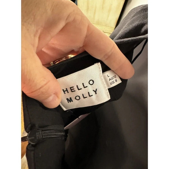 Hello Molly Fashion Black Dress Size L(8)With Zip Up Back NEW! Ruffle - Picture 6 of 11